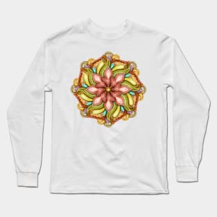 Colored Beautiful Decorative Mandala Long Sleeve T-Shirt